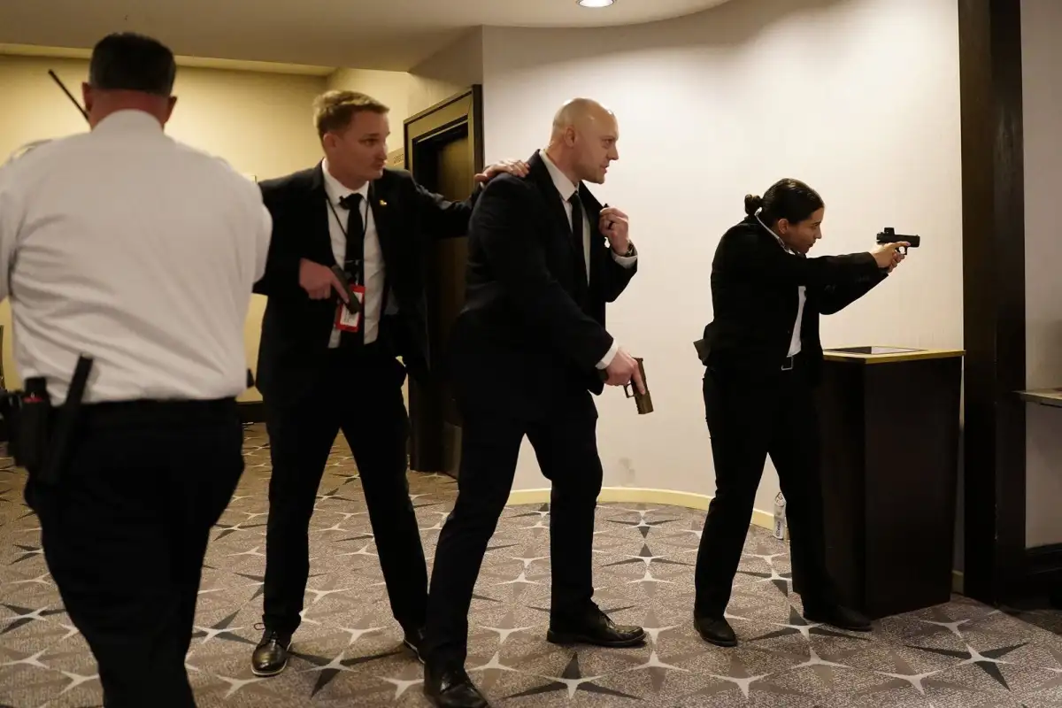 Donald Trump evacuated from White House correspondents dinner after loud bangs heard – live - 2
