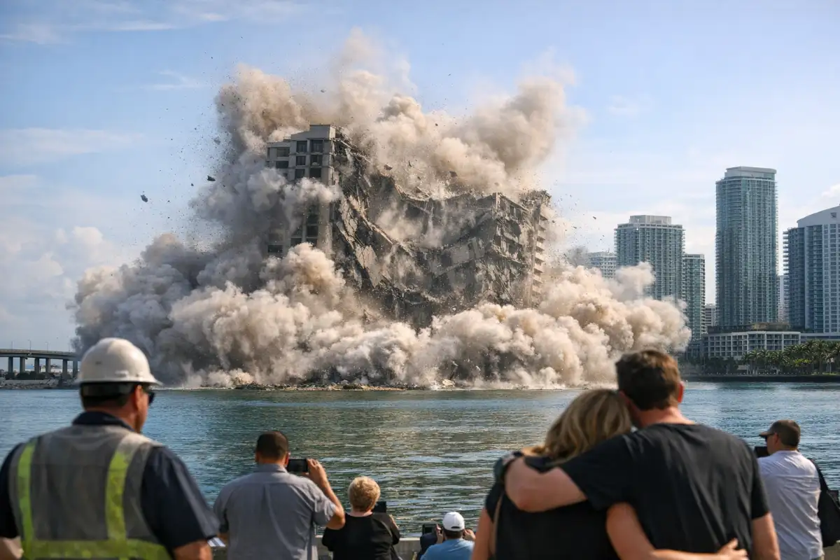 Miami's Mandarin Oriental hotel comes down in massive controlled implosion - 1