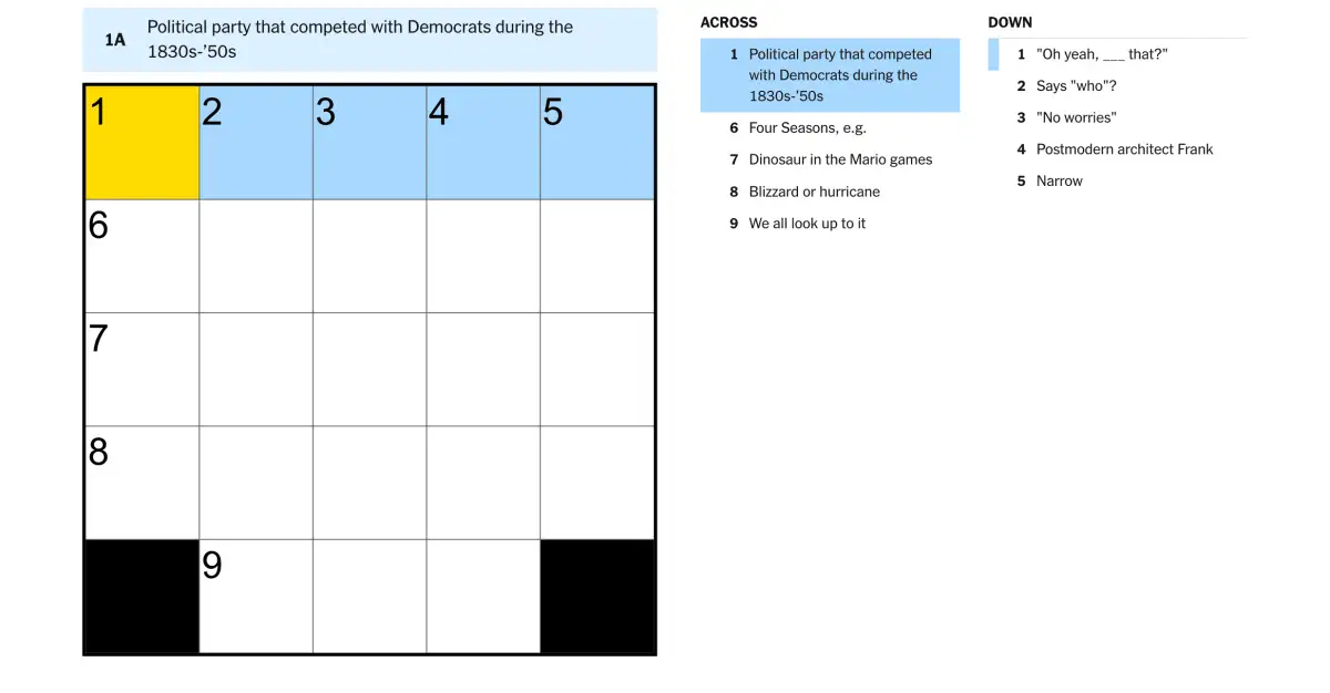 Today's NYT Mini Crossword Answers for Friday, Feb. 20 - 1