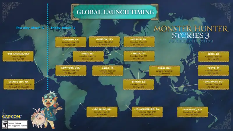 What time does Monster Hunter Stories 3 release in your time zone? - 3