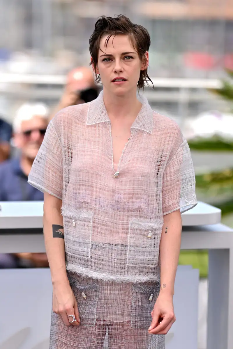 Kristen Stewart leaves little to the imagination in a sheer two-piece as she joins newly-blonde Emma Mackey at Full Phil photocall amid the Cannes Film Festival - 4