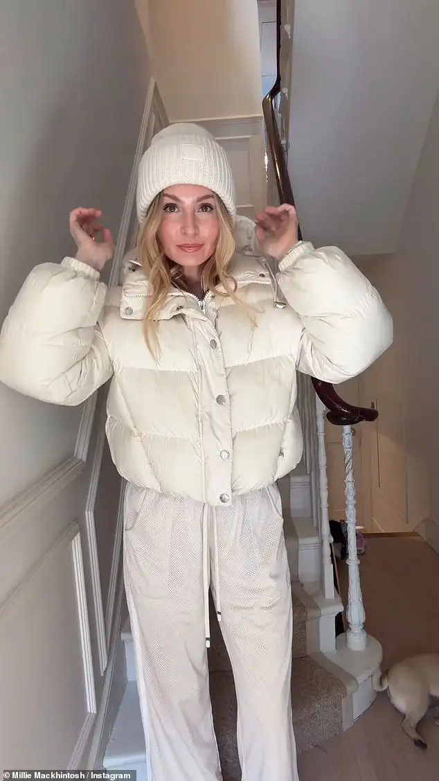 Newly single Millie Mackintosh shows off her toned figure in a white bikini as she pokes fun at the weather in hilarious clip - 1