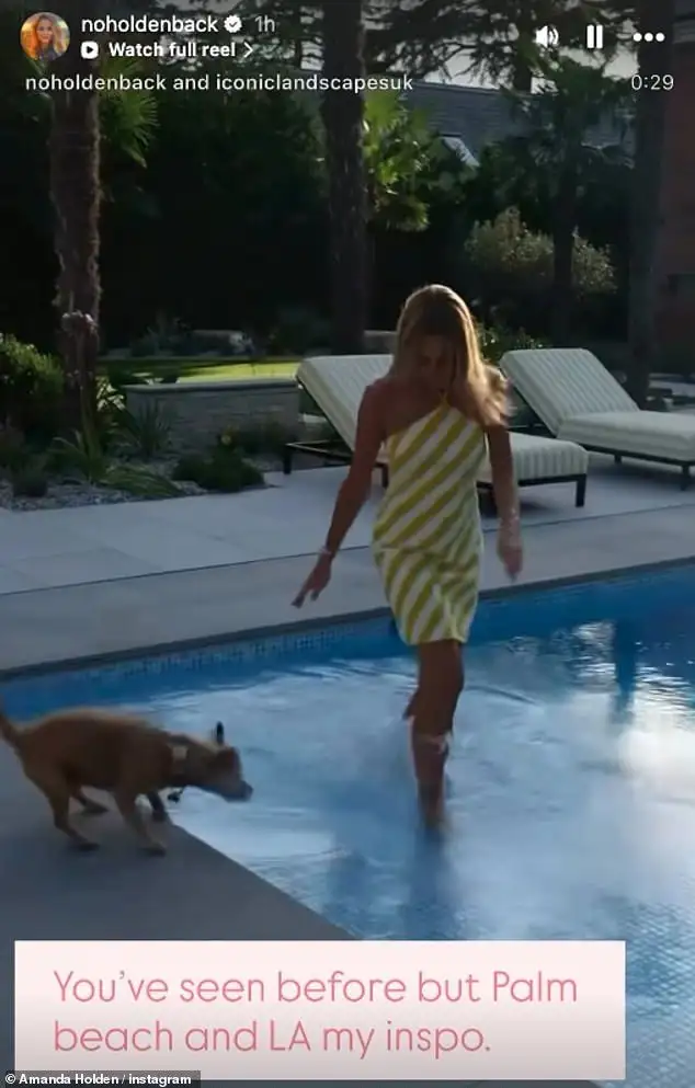 Amanda Holden shares another look at her incredible Palm Beach inspired garden at £7M Surrey mansion with palm trees, huge pool and hot tub - 2