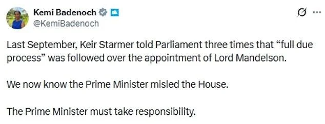 Starmer could have been told about Mandelson’s vetting failure, claims No 10 with release of briefing paper – UK politics live - 1