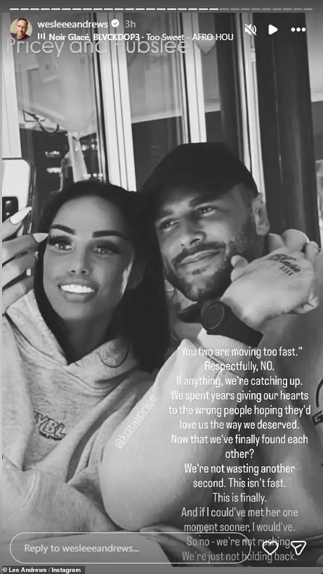 Katie Price and husband Lee Andrews share new edited snap as they hit back at negative comments about their relationship moving 'too fast' - 1
