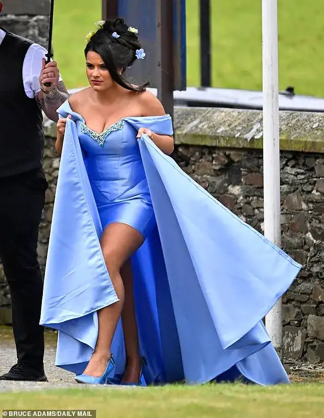 Venezuela Fury, 16, and Noah Price, 19, share a sweet kiss as they depart church with her 18 bridesmaids and famous family after 'beautiful' wedding - 3