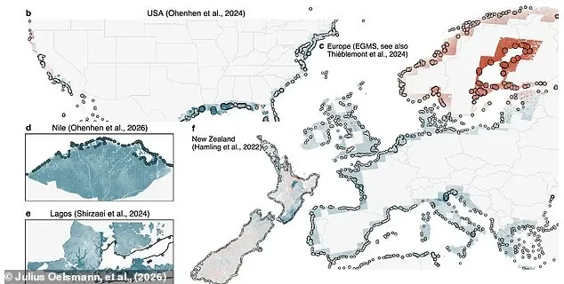 Earth's sinking cities: Study reveals the urban areas plummeting toward sea level - leaving millions of residents at risk of being plunged underwater - 2