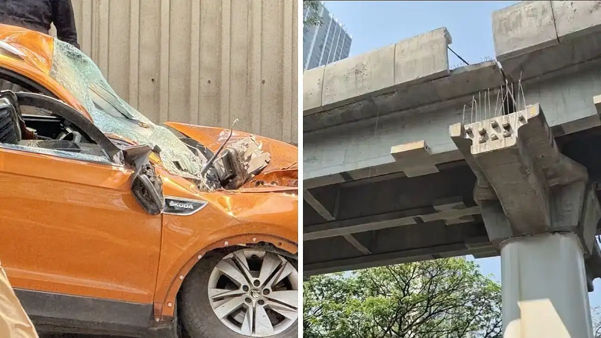 Part of metro rail pillar collapses in Mumbai's Mulund area; 3-4 persons feared injured - 1