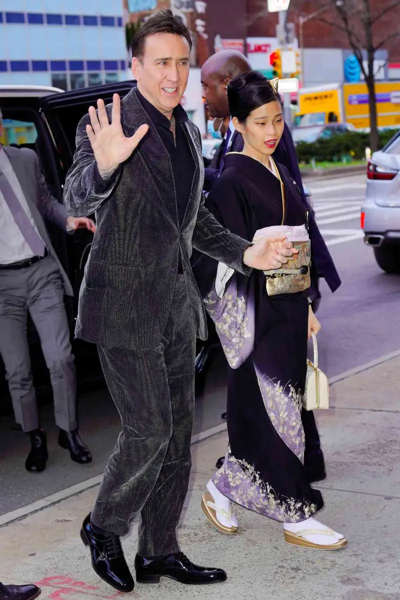 Nicolas Cage, 62, rocks fresh dye job as he clings to much-younger wife Riko Shibata, 31, on red carpet at Spider-Noir premiere - 1