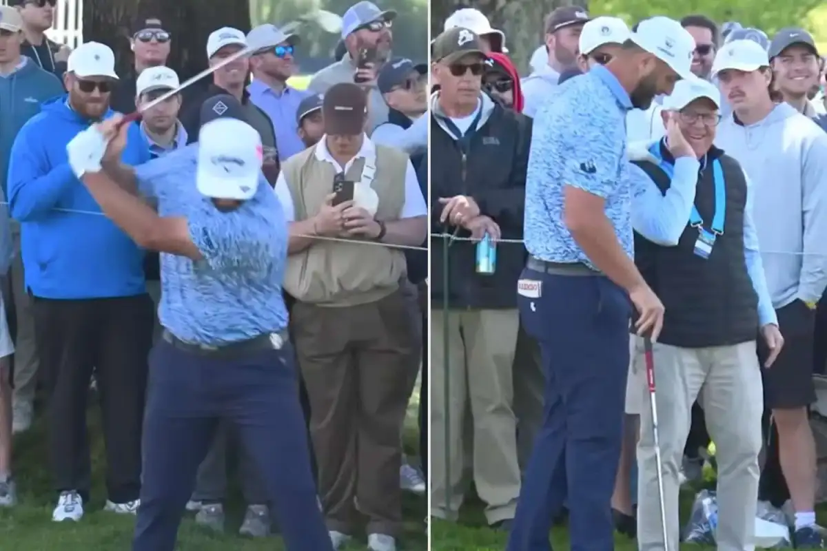 Wild footage emerges of golf star Jon Rahm hitting elderly volunteer in the face in furious outburst at PGA Championship - 3