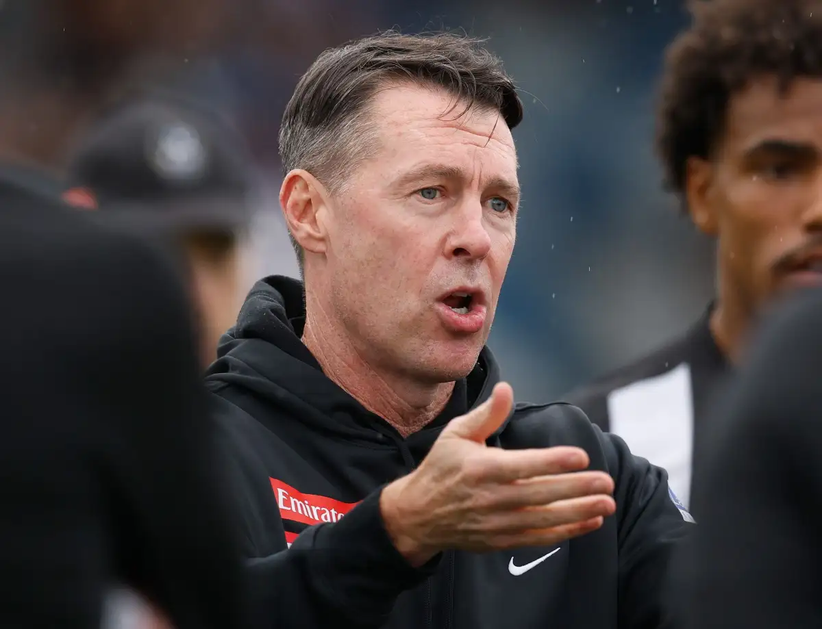 Frustrated Collingwood coach Craig McRae addresses wild rumours his marriage is on the rocks ahead of MCG blockbuster - and denies he is eyeing off a shock move to arch-rivals Carlton - 1